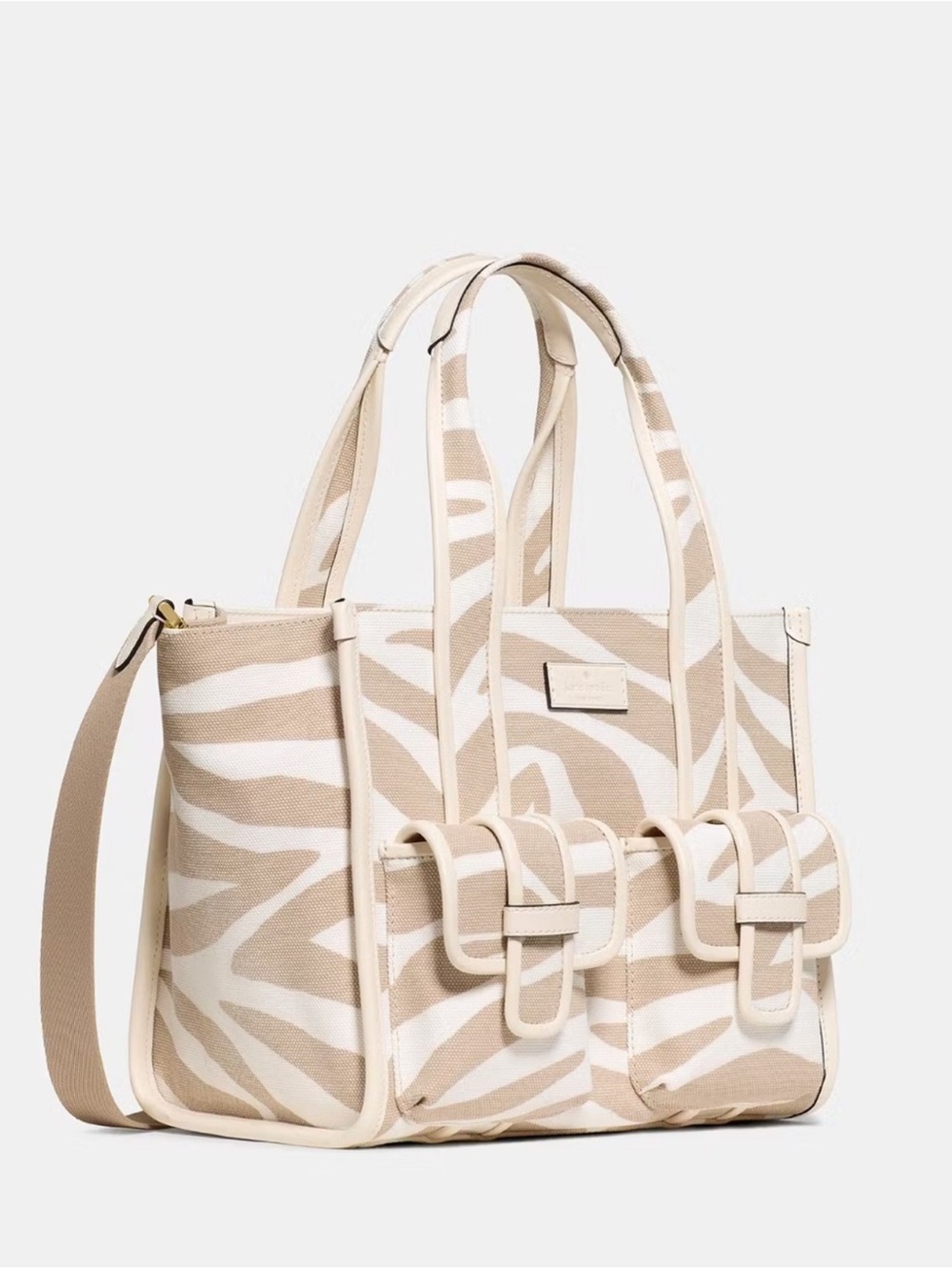 Kate Spade Kip Canvas Cargo Small Tote Crossbody Bag Zebra Multi NEW